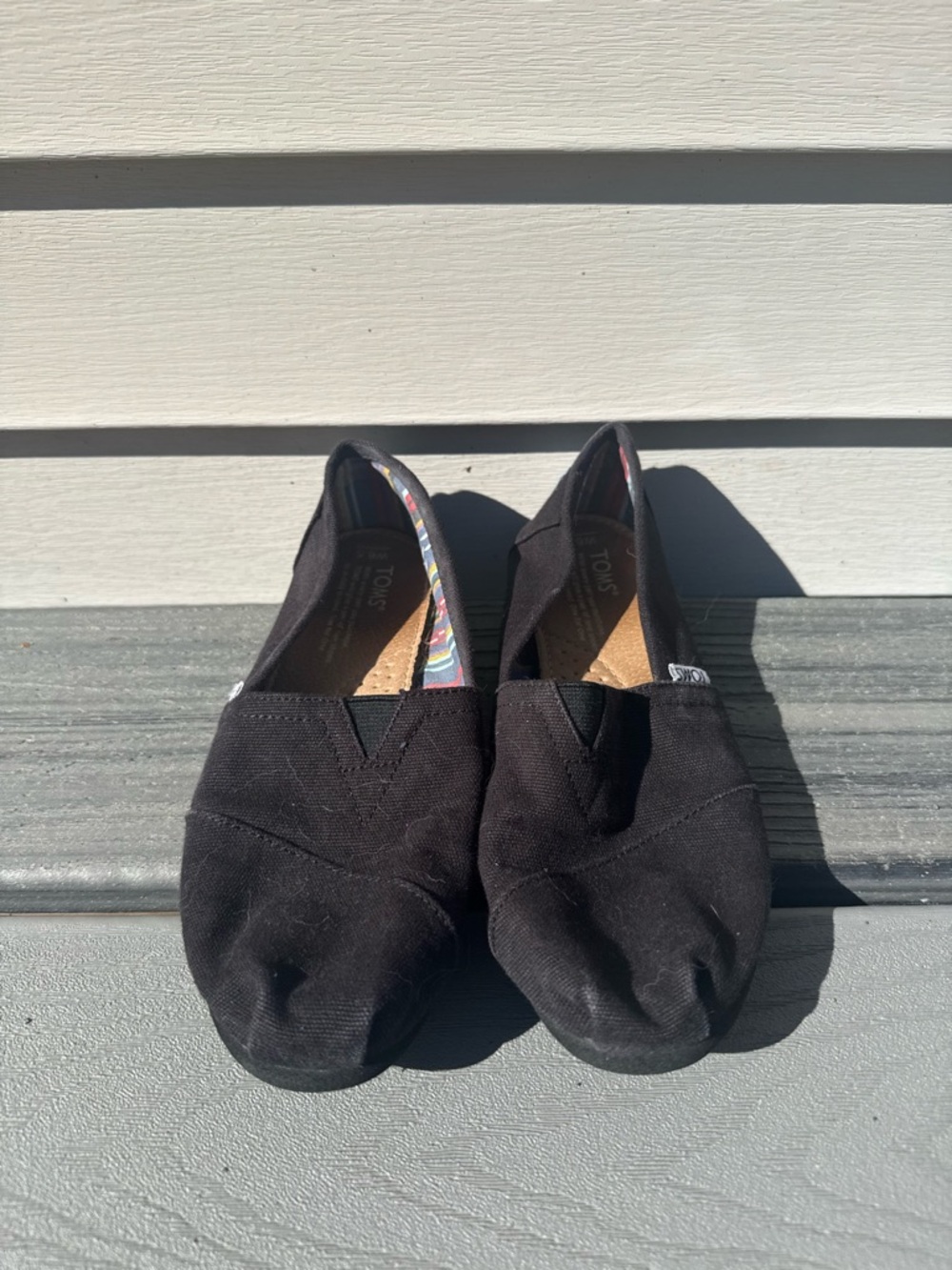 Toms Black Canvas Slip-On Flats